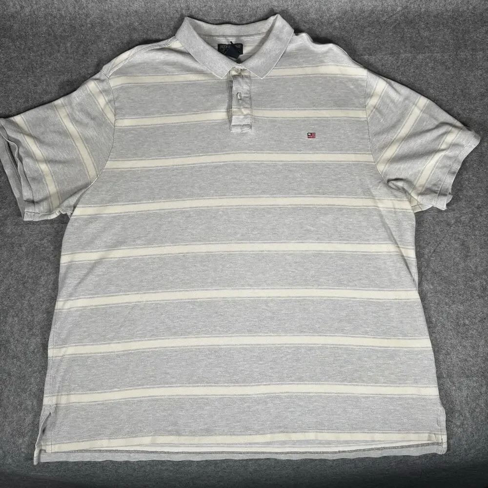 Vtg Ralph Lauren Polo Shirt Mens XXL Casual Knit Striped Short Sleeve USA Flag